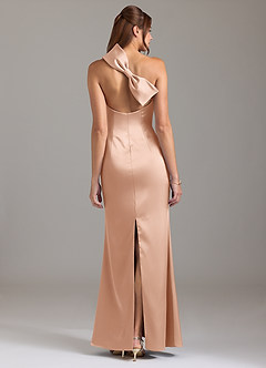 Azazie Arleth Jurken voor bruidsmeisjes Jurk van Stretch Satijn met A-Lijn One-Shoulder Rosé Goud image5