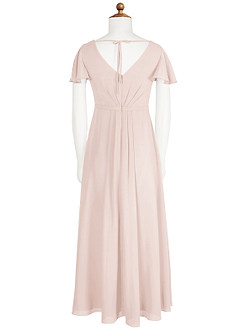 Azazie Peony Junior Robe Trapèze en Mousseline de soie Plissée Rose Pétale image7