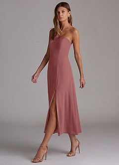 Azazie Wren Brautjungfernkleider A-Linie Schulterfrei Chiffon Kleid Amethyst image3