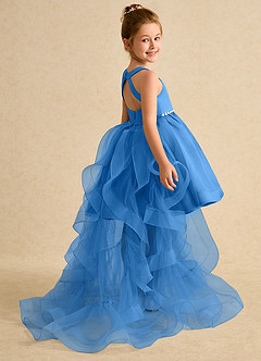 Azazie Julietta Flower Girl Dresses Blue Jay Ball-Gown Convertible Tulle Dress image6