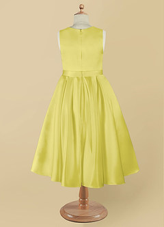 Azazie Coco Blumenmädchenkleider A-Linie Schleifen Matte Satin Kleid Kanarienvogel image9