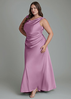 Azazie Kieryn Bridesmaid Dresses Wisteria Mermaid Pleated Stretch Satin Dress image11