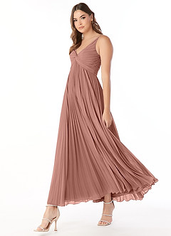 Azazie Raychelle Bridesmaid Dresses Cedar Rose A-Line V-Neck Chiffon Dress image3