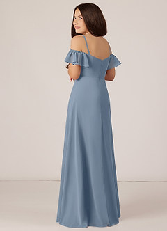 Azazie Juna Junior Dusty Blue A-Line Off the Shoulder Chiffon Dress image5