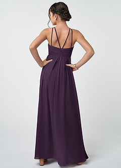 Azazie Leighton Junior Plum A-Line Pleated Chiffon Dress image3
