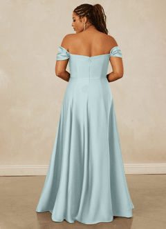 Christian Siriano Bridal for Azazie 1002 Bridesmaid Dresses Mist A-Line Off the Shoulder Stretch Satin Convertible Dress image17