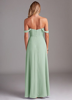 Azazie Aaron Bridesmaid Dresses Agave A-Line Off the Shoulder Chiffon Convertible Dress image3