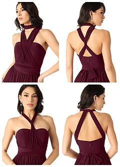 Azazie Louella Final Sale Cabernet A-Line Off the Shoulder Luxe Knit Convertible Dress image6