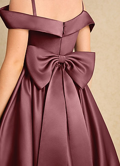 Azazie Favia Flower Girl Dresses Desert Rose A-Line Off the Shoulder Matte Satin Dress image7