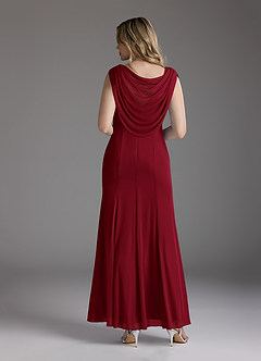 Azazie Ines Final Sale Burgundy Mermaid Beaded Mesh Dress image5