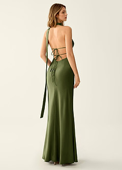 Wrenllien Olive Halter Satin Vacation Dress image7