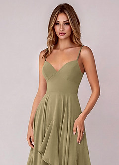 Azazie Zaina Bridesmaid Dresses Moss Green A-Line Chiffon Dress image2