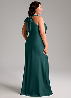 Azazie Doretta Bridesmaid Dresses Pine Mermaid Pleated Stretch Satin Dress image7