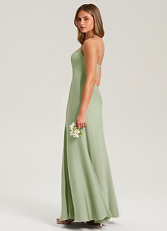 Azazie Lidia Bridesmaid Dresses Dusty Sage Mermaid Side Slit Stretch Satin Dress image7
