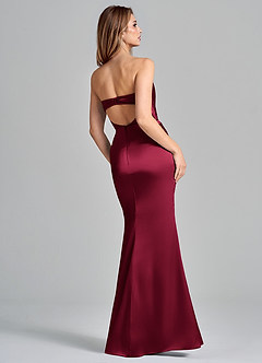 Azazie Olea 신부 들러리 드레스 인어 스트랩리스 스트레치 새틴 바닥 길이 드레스 image5