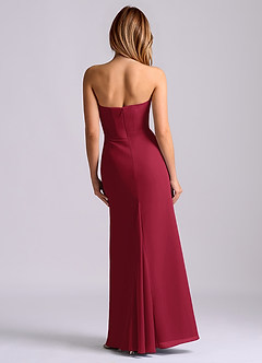 Azazie Debby Bridesmaid Dresses Burgundy Mermaid Strapless Chiffon Dress image2