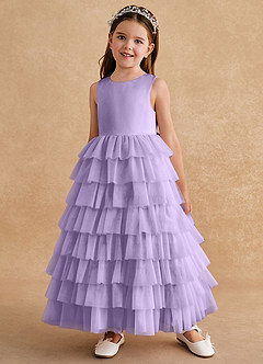 Azazie Twinkle Toes vestidos de niña de las flores Vestido de Lila de Tul de Corte En A con Lazo image2