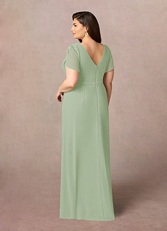 Azazie Marianne Mother of the Bride Dresses Dusty Sage Sheath V-Neck Pleated Chiffon Dress image9