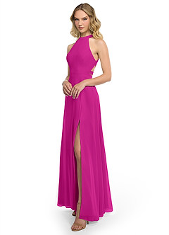 Azazie Clarice Jurken voor bruidsmeisjes Jurk van Chiffon met A-Lijn Houder Fuchsia image2