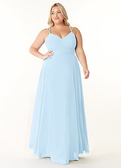Azazie Janine Bridesmaid Dresses Sky Blue A-Line V-Neck Chiffon Dress image6