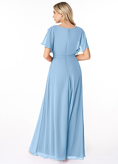 Azazie Aaliyah Bescheiden Bruidsmeisjekleding A-Lijn Bocht Gevouwen Chiffon Vloerlengte Jurk image2