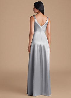 Azazie Hope Robes de demoiselle d'honneur Robe Trapèze en Satiné métallisé avec poches Argent image4