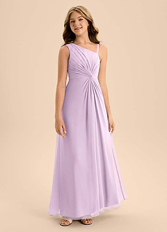Azazie Brooke Junior Frosted Lilac A-Line Side Slit Chiffon Dress image5