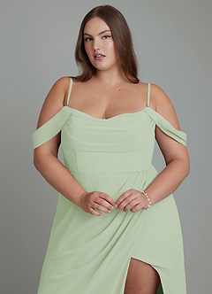 Azazie Johana Abiti da Damigella Abito Convertibile Sirena in Chiffon Spalle Scoperte Verde Salvia image10