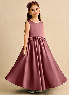 Azazie Nellia Flower Girl Dresses Amethyst A-Line Bow Matte Satin Dress image4