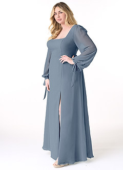 Azazie Leonia Brautjungfernkleider A-Linie Langarm Chiffon Kleid Zwielichtviolett image10