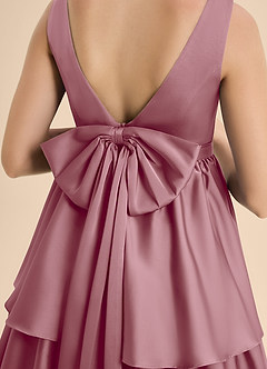 Azazie Meadowyn Junior Vintage Mauve A-Line Bow Stretch Satin Dress image7