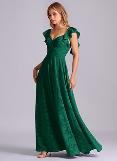 Azazie Leilani Bridesmaid Dresses Emerald A-Line Sweetheart Neckline Floral Burnout Dress image4