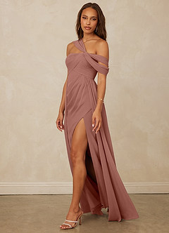 Christian Siriano Bridal for Azazie 1014 Bridesmaid Dresses Cedar Rose A-Line Off the Shoulder Chiffon Dress image8