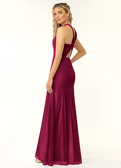 Azazie Rue Bridesmaid Dresses Burgundy A-Line Halter Chiffon Dress image4