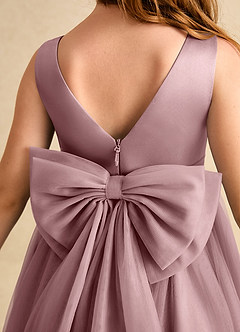 Azazie Winnie Flower Girl Dresses Dusty Rose Ball-Gown Bow Tulle Dress image7