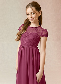 Azazie Delevingne Junior Robe Trapèze en Mousseline de soie Dentelle Mûre image4