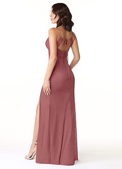 Azazie Reneya At-home Try On Dresses Burgundy Mermaid Bow Mesh Dress image4