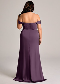 Azazie Johana Bridesmaid Dresses Plum Mermaid Off the Shoulder Stretch Satin Convertible Dress image2