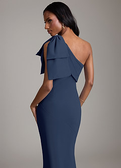 Azazie Yuanna Bridesmaid Dresses Dark Navy Mermaid One Shoulder Chiffon Dress image7