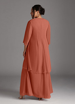 Azazie Manuella Vestidos para mãe da noiva Vestido Argila de Chiffon de Linha A com Decote em V Plissado image15