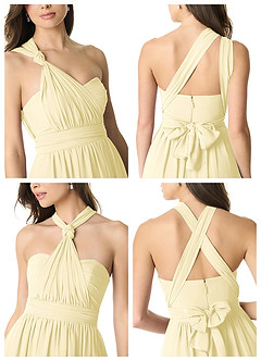 Azazie Olani Bridesmaid Dresses Lemon Sorbet A-Line One Shoulder Chiffon Convertible Dress image7