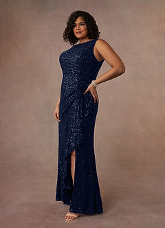 Azazie Eleanora Mother of the Bride Dresses Dark Navy Sheath Sequins Lace Dress image10