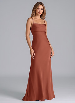 Azazie Seema Bridesmaid Dresses Auburn Mermaid Corset Stretch Satin Dress image1