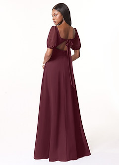 Azazie Alani Bridesmaid Dresses Cabernet A-Line Square Neckline Chiffon Dress image2