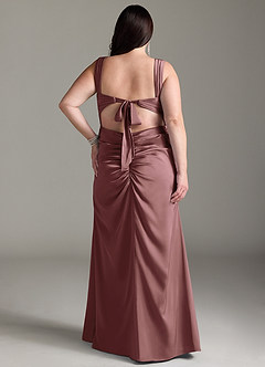 Azazie Jesaphine Bridesmaid Dresses Vintage Mauve Sheath Bow Stretch Satin Dress image9