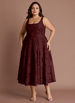 Amalie Wine A-line Midi Dress image3
