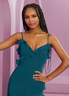 Barbie ♥ Azazie Bridesmaid Dresses Ink Blue Sheath Chiffon Dress image7