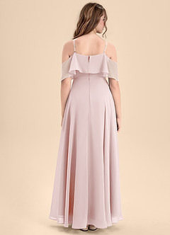 Azazie Tessabelle Junior Blushing Pink A-Line Off the Shoulder Chiffon Dress image2