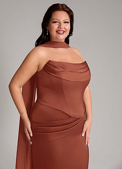 Azazie Sorrel Bridesmaid Dresses Auburn Mermaid Strapless Stretch Satin Convertible Dress image13