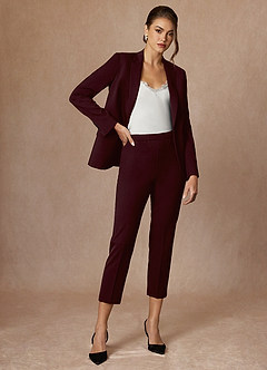 front Kennedy Cabernet Spodnie Wizytowe Ze Stretchem I Strukturą